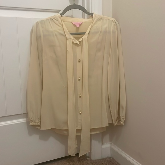 Lilly Pulitzer Yellow Button Up Tie Blouse Size XS - Picture 1 of 7